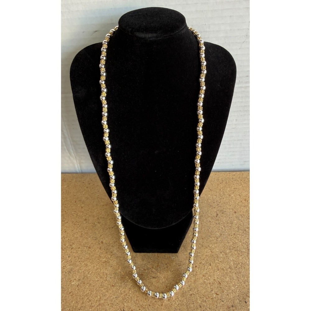 Vintage‎ Two-Tone Beaded Station Chain Necklace by Napier